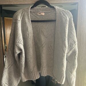 SO Women's Gray Knit Cardigan Sweater
